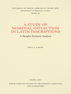 cover image of A Study of Nominal Inflection in Latin Inscriptions